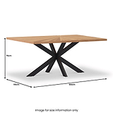 Sunburst Oak 180cm Rectangular Dining Table dimensions