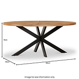 Sunburst Oak 180cm Ellipse Dining Table dimensions