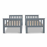 end view of the separated 3ft beds from the Carlson Grey Detachable Single Bunk Beds