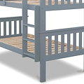 close up of the grey painted frame on the Carlson Grey Detachable Single Bunk Beds