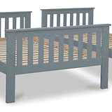 close up of the slatted foot board on the Carlson Grey Triple Sleeper Bunk Bed