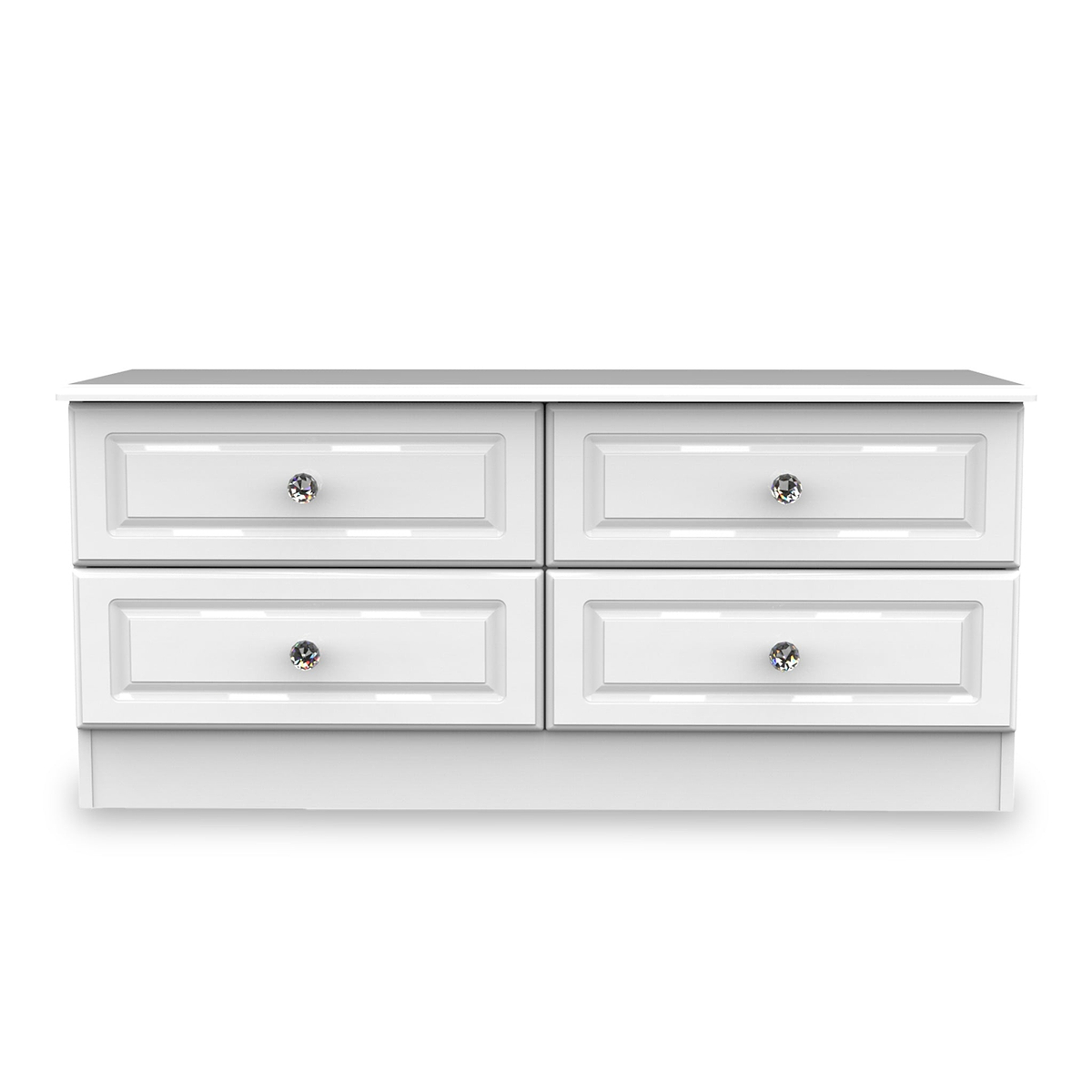 Kinsley White Gloss 4 Drawer Low Storage Unit from Roseland