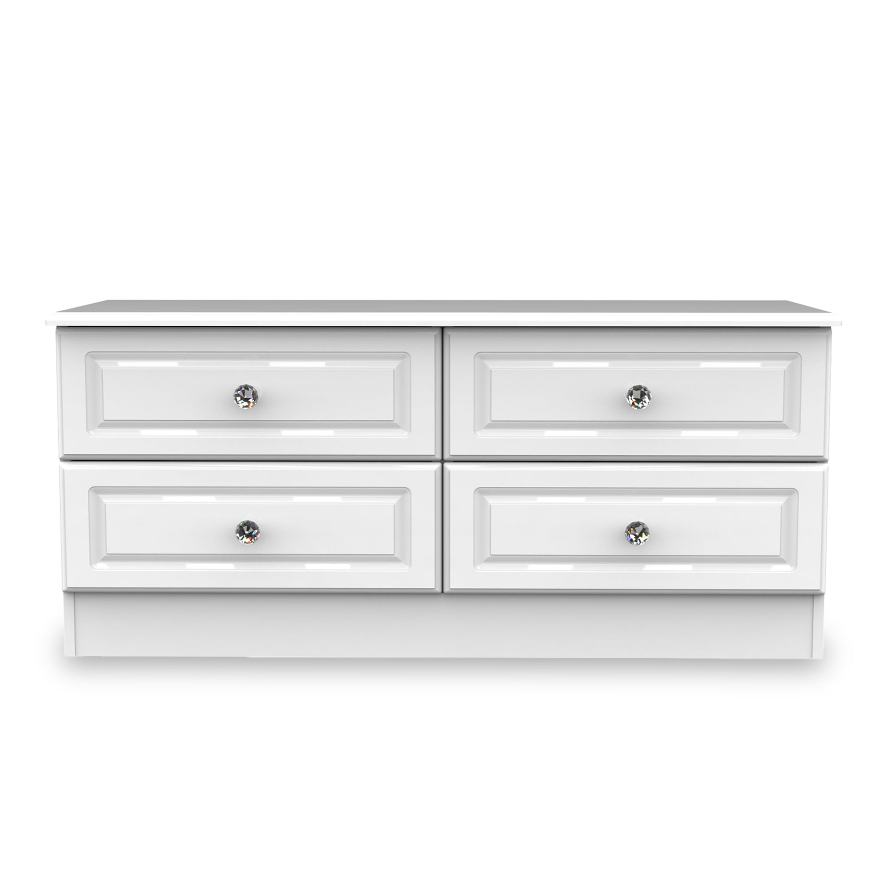 Kinsley White Gloss 4 Drawer Low Storage Unit from Roseland