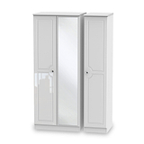 Kinsley White Gloss Triple Wardrobe with Mirror from Roseland