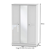 Kinsley White Gloss Triple Wardrobe with Mirror from Roseland size