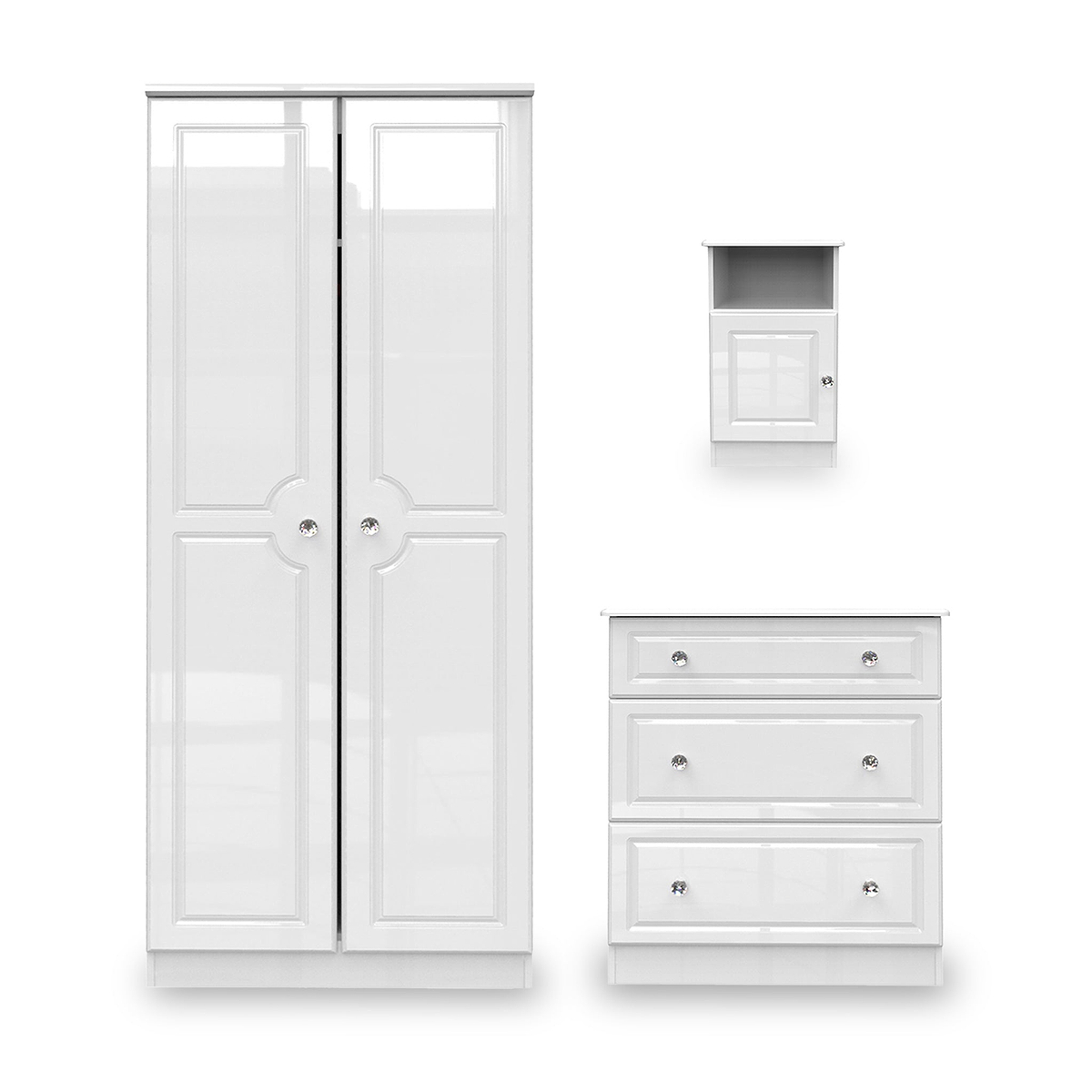 Kinsley White Gloss 3 Piece Bedroom Set from Roseland