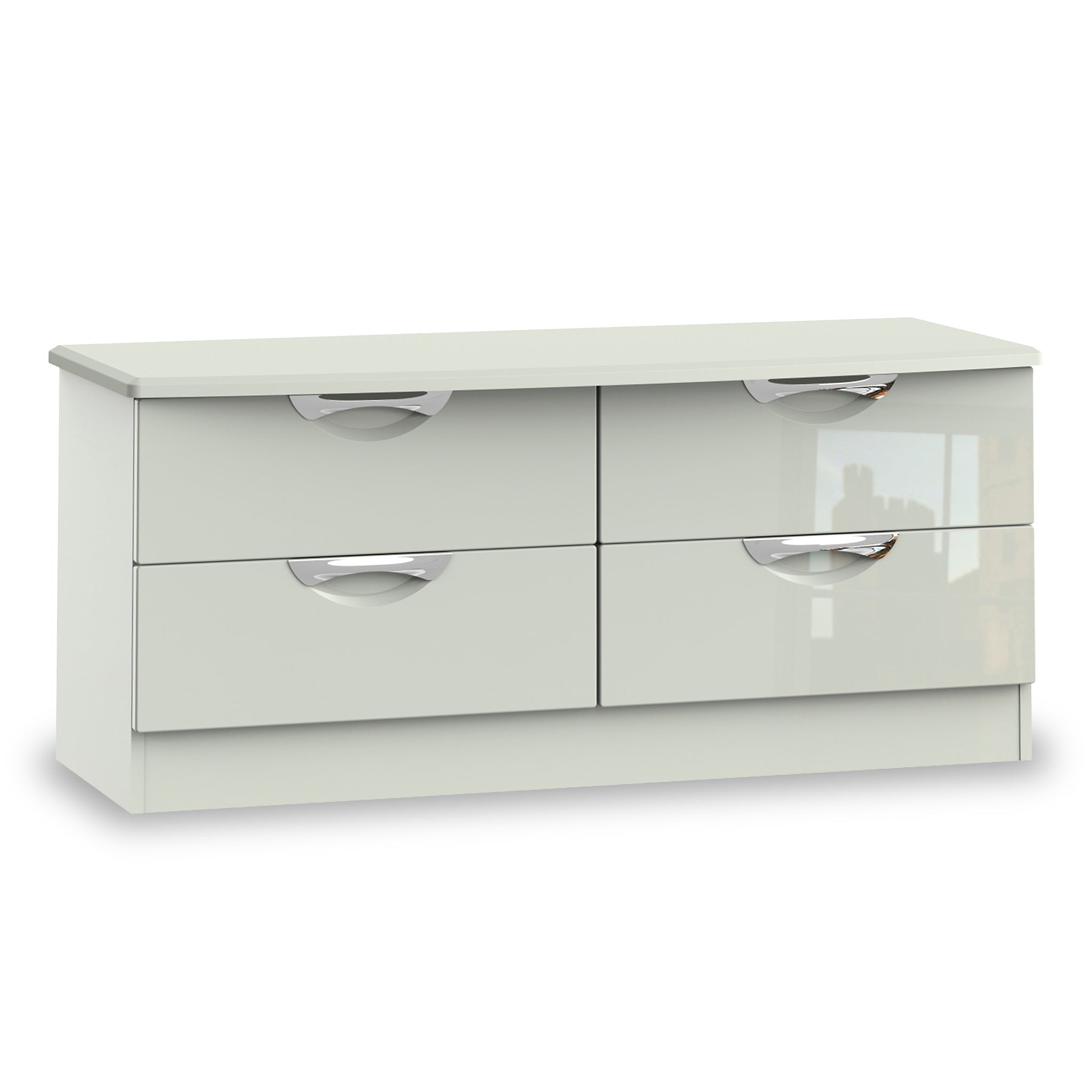 Beckett Cream Gloss 4 Drawer Low Storage Unit from Roseland