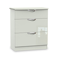 Beckett Cream Gloss 3 Drawer Deep Chest from Roseland