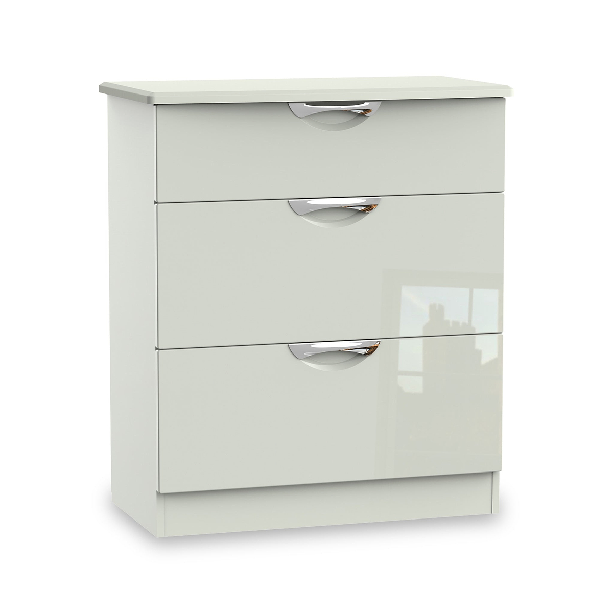 Beckett Cream Gloss 3 Drawer Deep Chest from Roseland