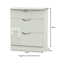 Beckett Cream Gloss 3 Drawer Deep Chest from Roseland size