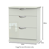 Beckett Cream Gloss 3 Drawer Deep Chest from Roseland size