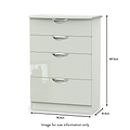 Beckett Cream Gloss 4 Drawer Deep Chest from Roseland size