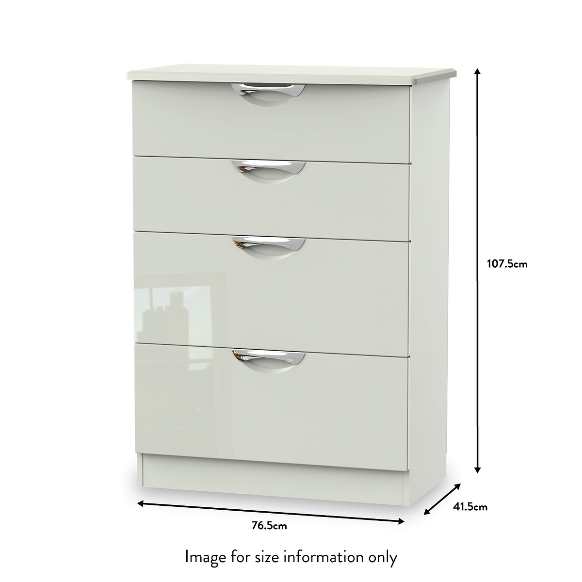 Beckett Cream Gloss 4 Drawer Deep Chest from Roseland size