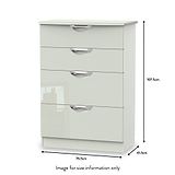 Beckett Cream Gloss 4 Drawer Deep Chest from Roseland size