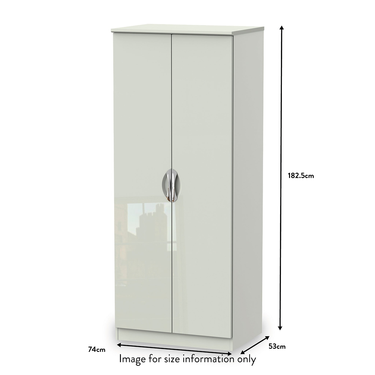 Beckett Cream Gloss 2 Door Wardrobe from Roseland size