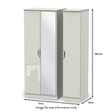 Beckett Cream Gloss Triple Mirror Wardrobe from Roseland size