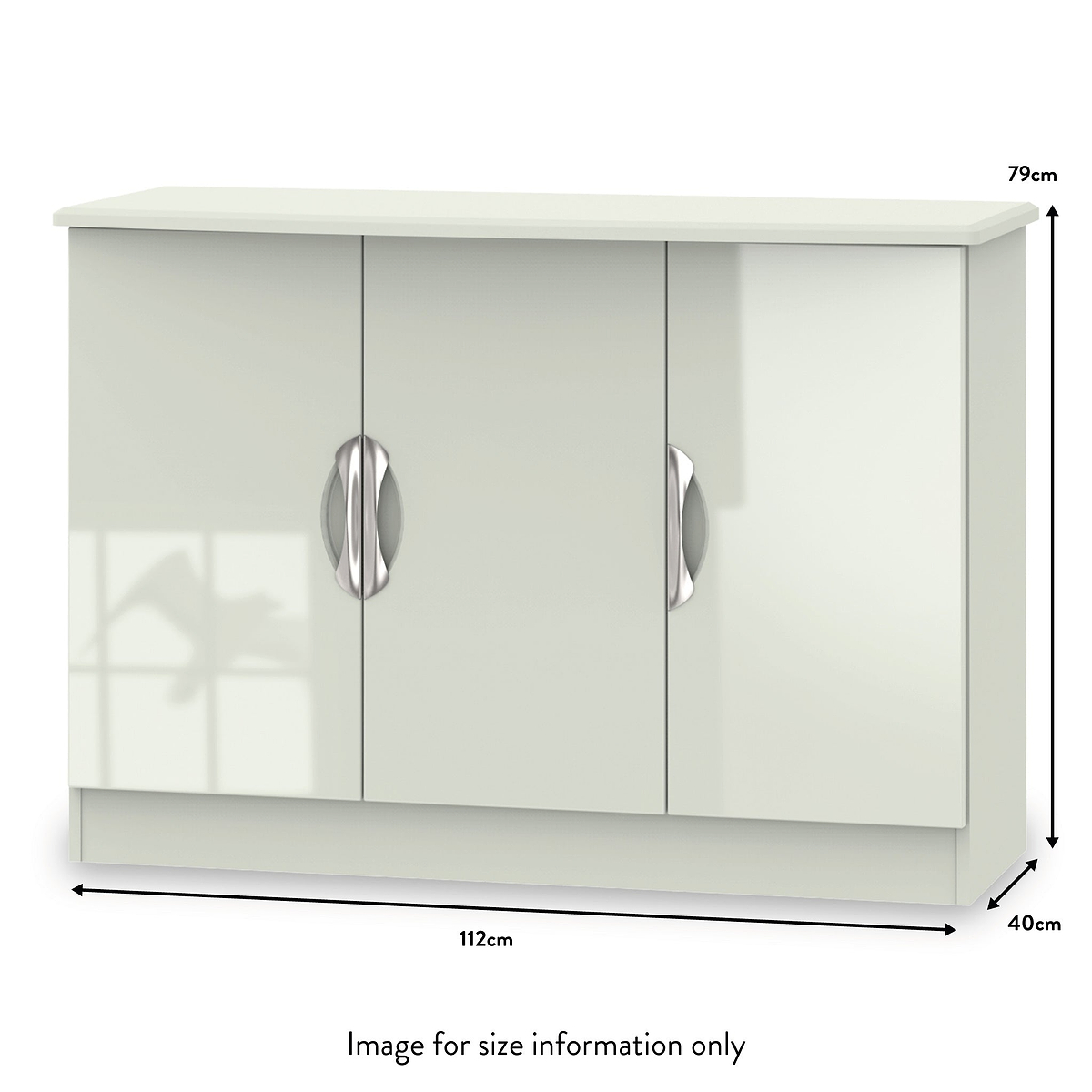 Beckett Cream Gloss 3 Door Sideboard from Roseland size
