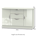 Beckett Cream Gloss 2 Door 3 Drawer Sideboard from Roseland size