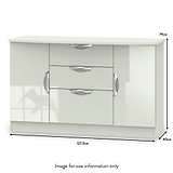Beckett Cream Gloss 2 Door 3 Drawer Sideboard from Roseland size