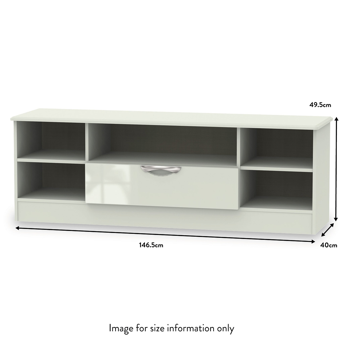 Beckett Cream Gloss Wide TV Unit from Roseland size