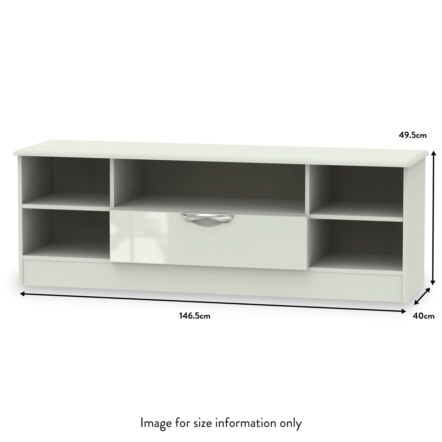 Beckett Cream Gloss Wide TV Unit from Roseland size