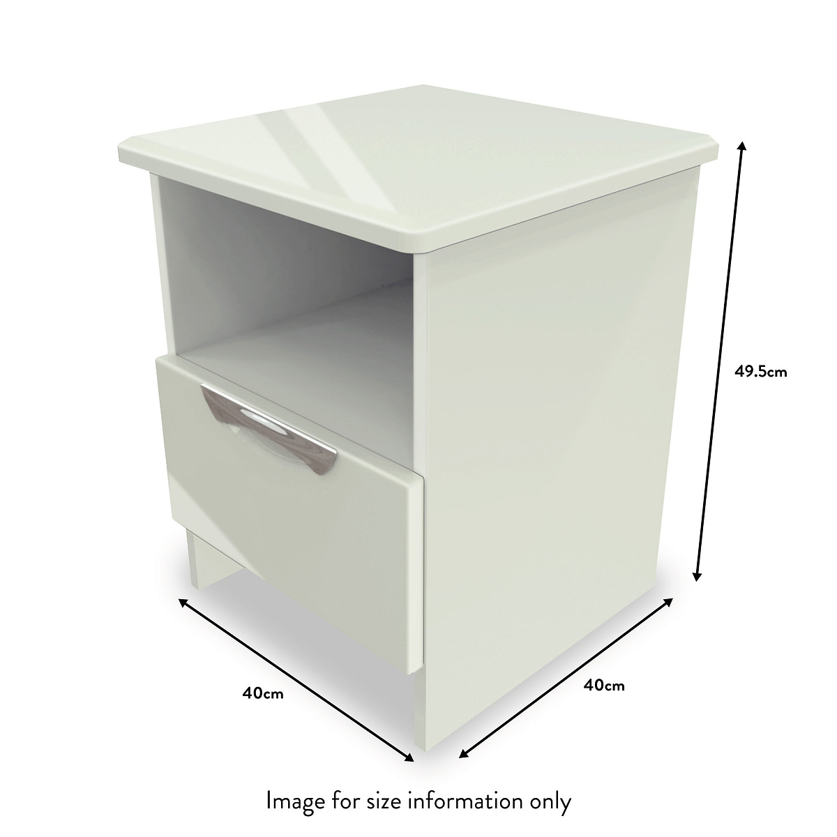 Beckett Cream Gloss 1 Drawer with Open Shelf Lamp Table from Roseland