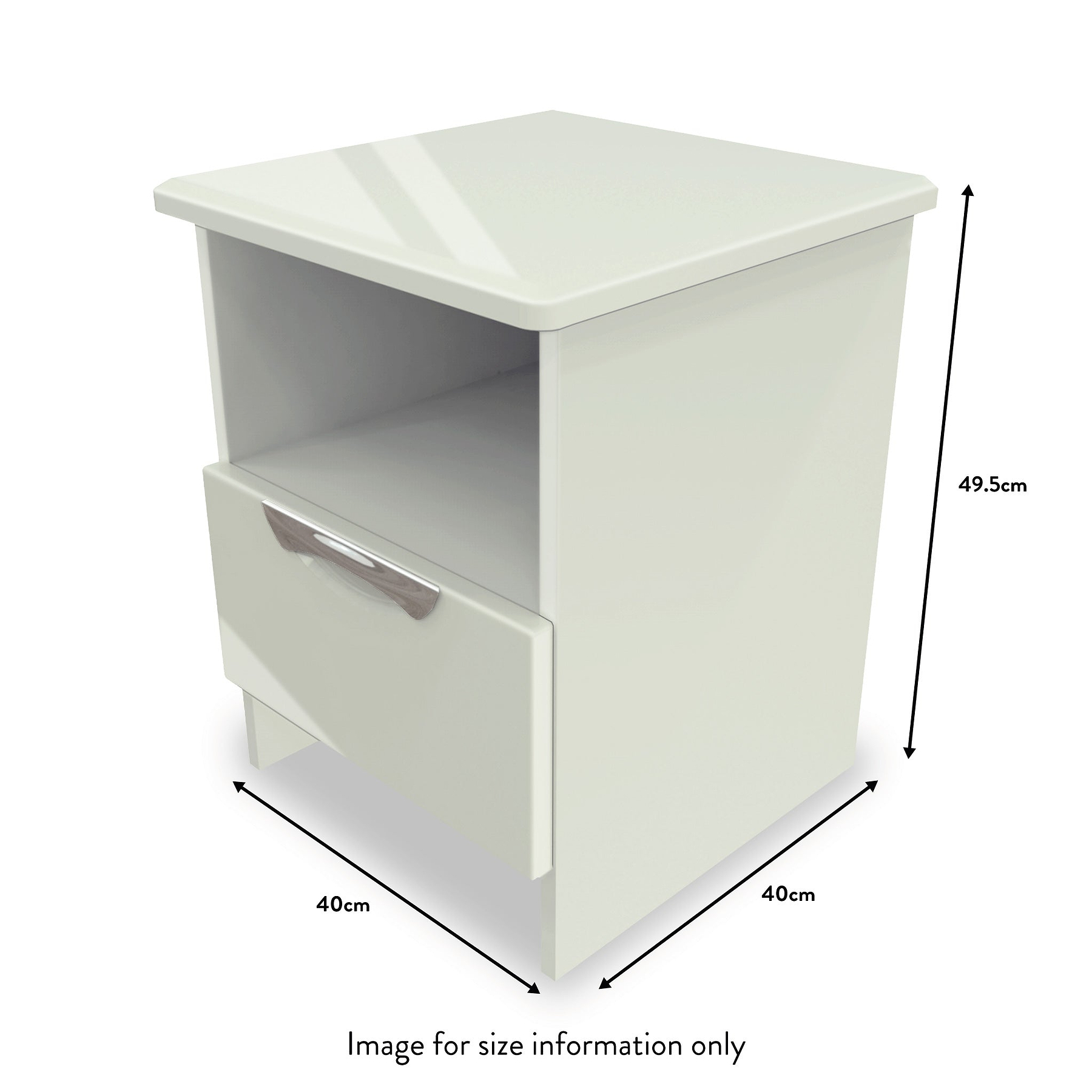 Beckett Cream Gloss 1 Drawer with Open Shelf Lamp Table from Roseland