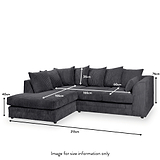 Bletchley Left Hand Black Jumbo Cord Corner Sofa dimensions