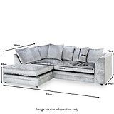 A gray corner sofa with labeled dimensions on a white background. Annotations indicate sizes: 40cm, 76cm, 90cm, 166cm, 213cm. Text states "Image for size information only".