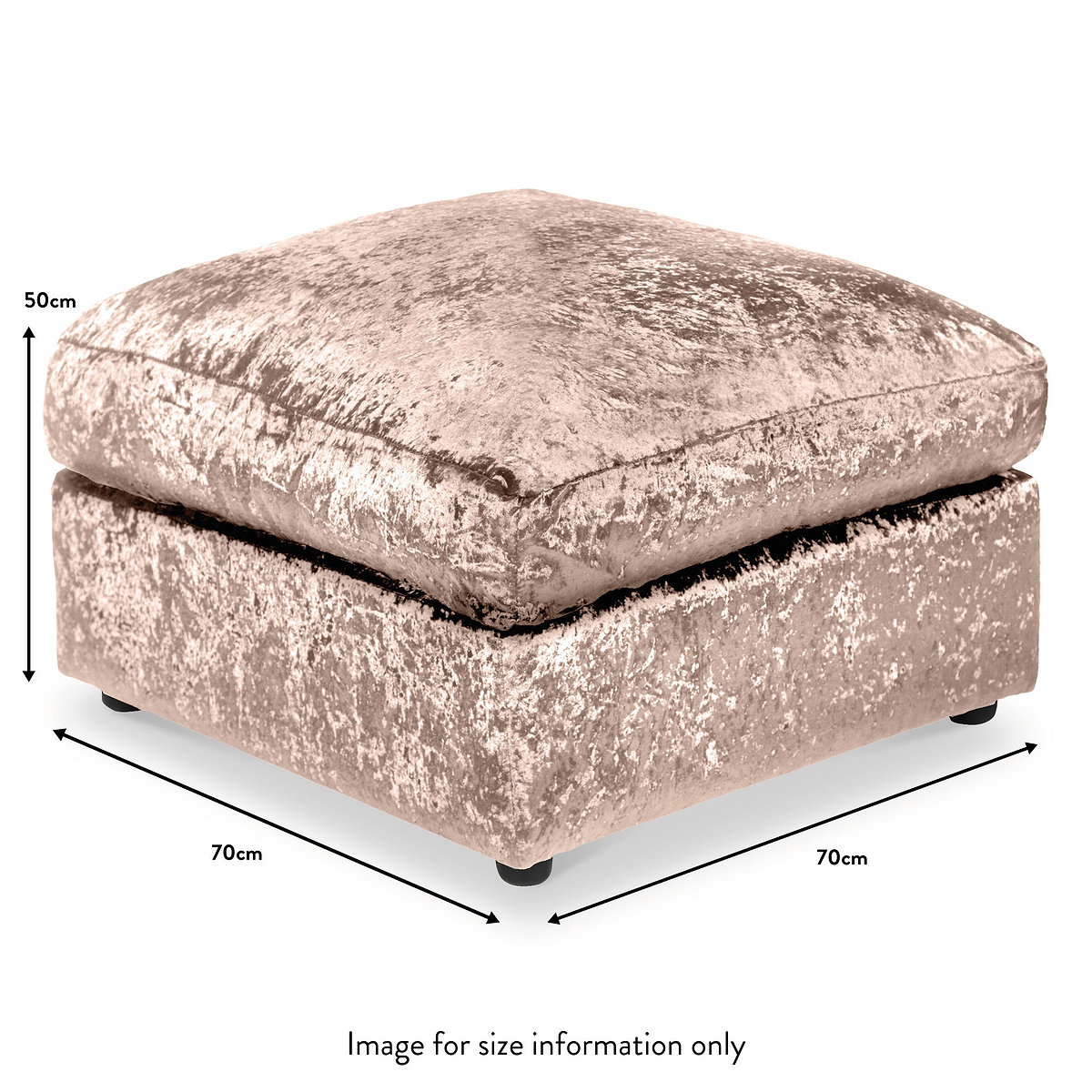 Tamara Mink Crushed Velvet Footstool dimensions
