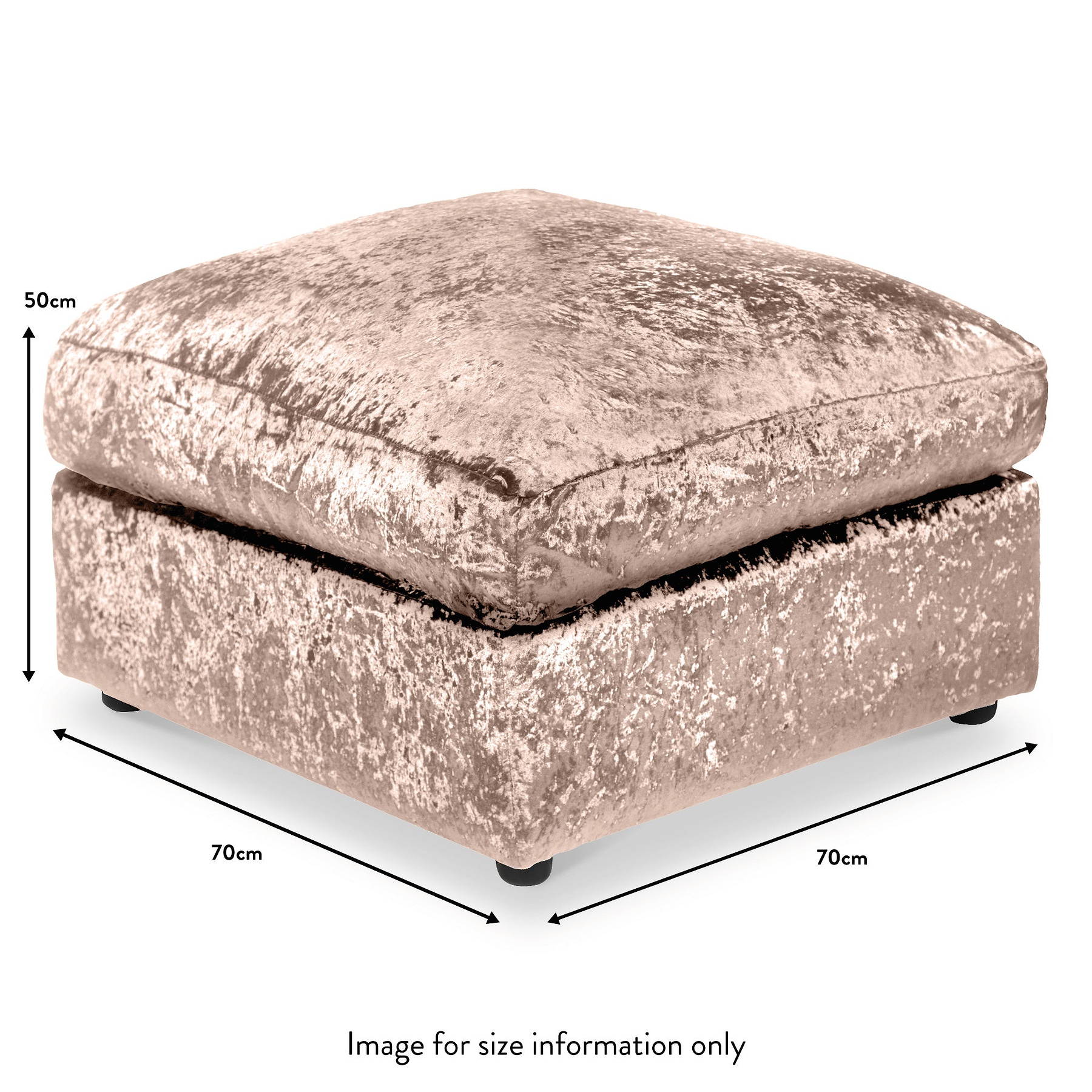 Tamara Mink Crushed Velvet Footstool dimensions