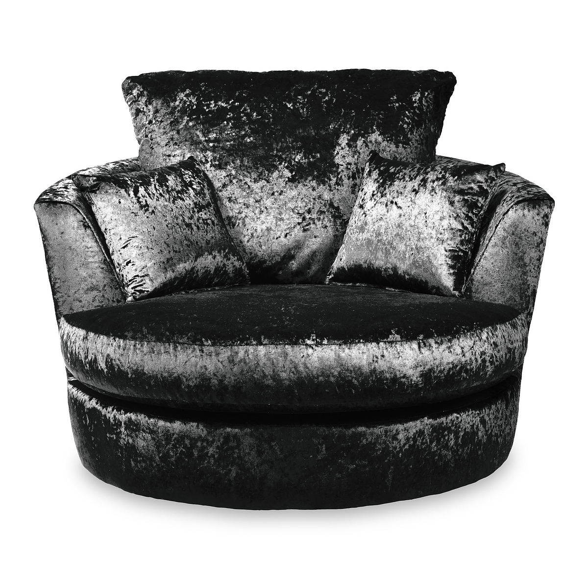 Tamara Black Crushed Velvet Swivel Armchair