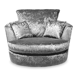Tamara Silver Crushed Velvet Swivel Armchair