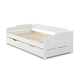 Snooze White Wooden Bed Frame with closed Trundle 
