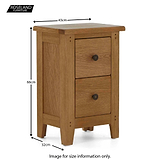 Dimensions - Broadway Oak Narrow Bedside Table
