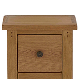 Broadway Oak Narrow Bedside Table - Close up of top of unit
