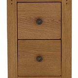 Broadway Oak Narrow Bedside Table - Close up of front of drawers