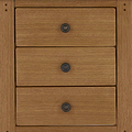 close up of the rustic drawer handles on the Broadway Oak Bedside Table
