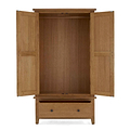 Broadway Oak Double Wardrobe - Front view with wardrobe doors open