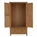 Broadway Oak Double Wardrobe - Front view with wardrobe doors open