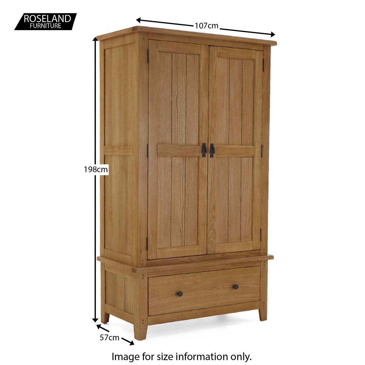 Size guide - Broadway Oak Double Wardrobe