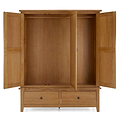 Broadway Oak Triple Wardrobe - Front view with wardrobe doors open