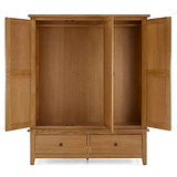 Broadway Oak Triple Wardrobe - Front view with wardrobe doors open