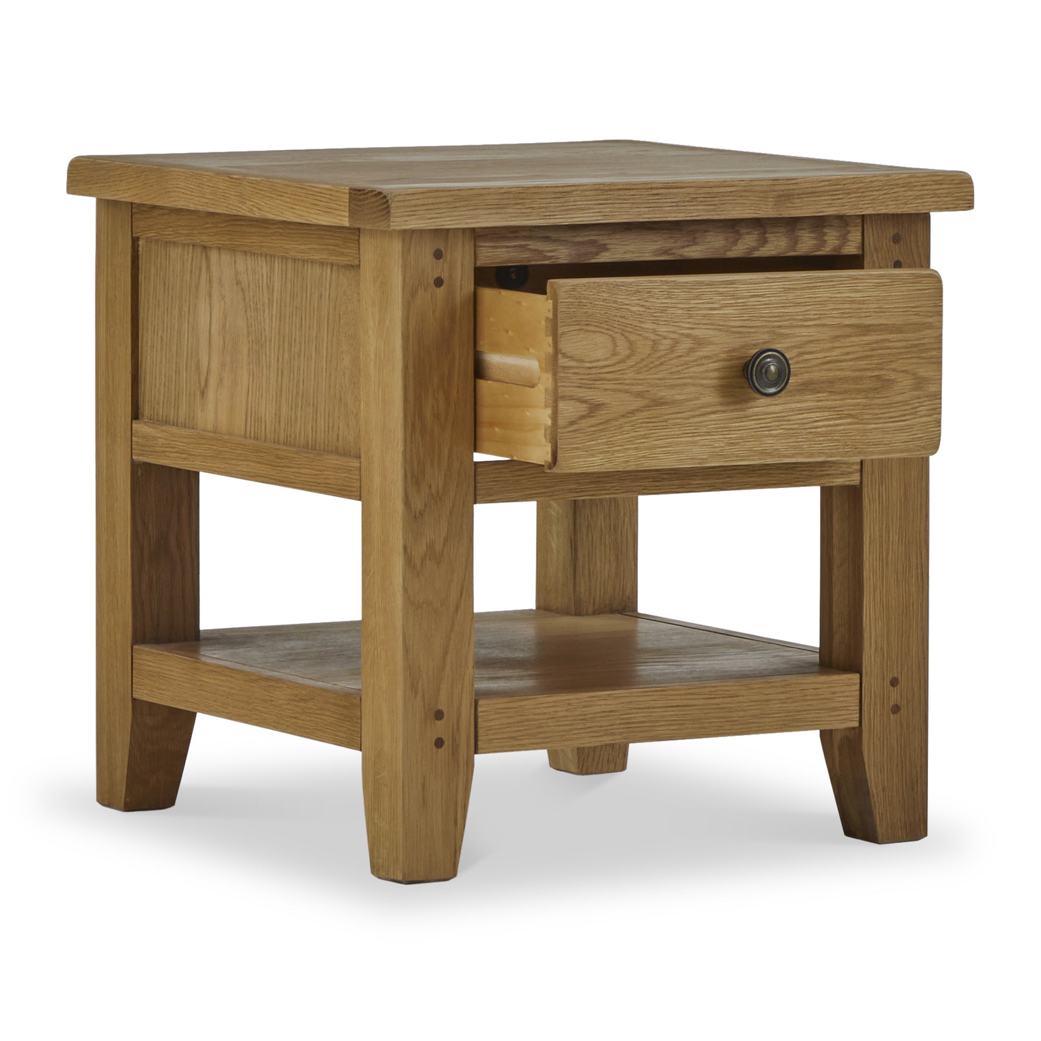 Broadway Oak Lamp Table with Drawer | Solid Wood | Roseland
