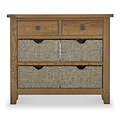 Broadway Oak Console Table with Baskets