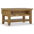 Broadway Oak Small Coffee Table by Roseland Furniture with two drawers and a lower shelf