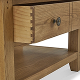 Broadway Oak Small Coffee Table by Roseland Furniture with two drawers and a lower shelf