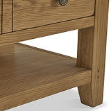 Broadway Oak Small Coffee Table by Roseland Furniture with two drawers and a lower shelf