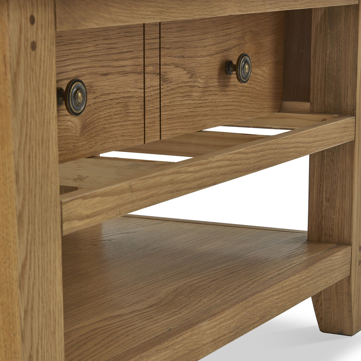 Broadway Oak Small Coffee Table by Roseland Furniture with two drawers and a lower shelf