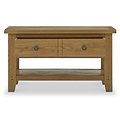 Broadway Oak Small Coffee Table by Roseland Furniture with two drawers and a lower shelf